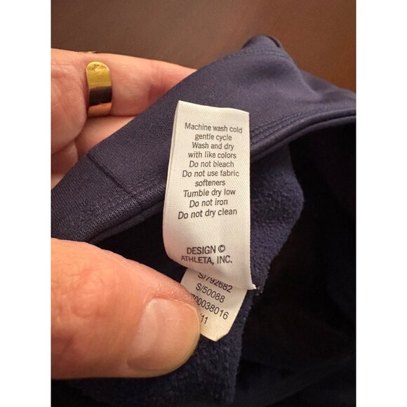 Athleta Wide Leg Utility Fleece Lined Sweatpants in Navy Blue Size Small Tall - Picture 13 of 15